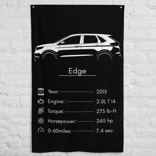 Ford Edge 2015 car silhouette spec flag - White Brick Wall