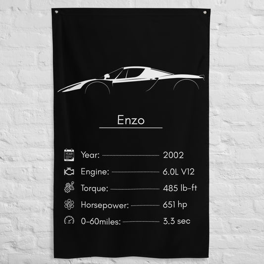 Ferrari Enzo 2002 car silhouette spec flag - White Brick Wall