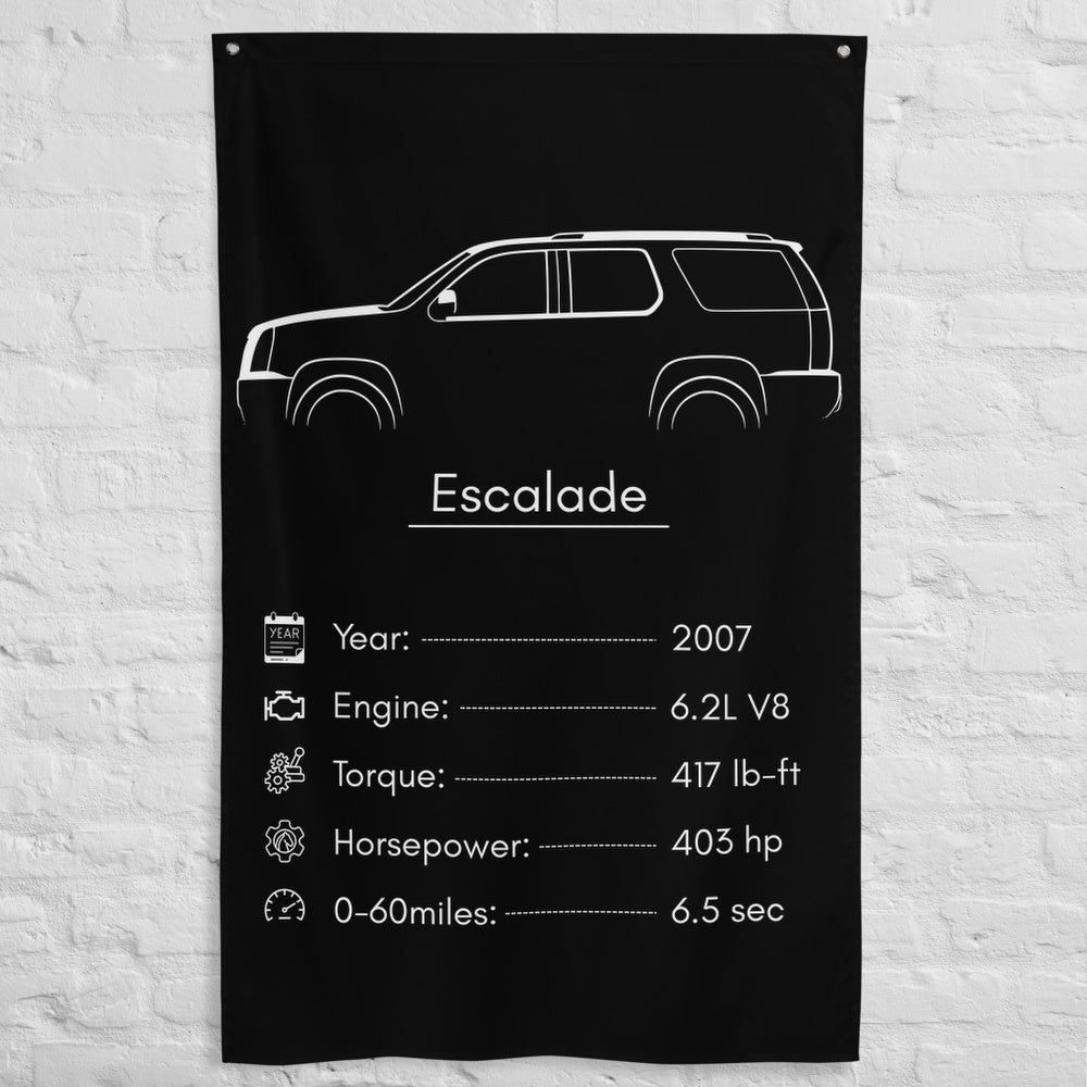 Cadillac Escalade 2007 car silhouette spec flag - White Brick Wall