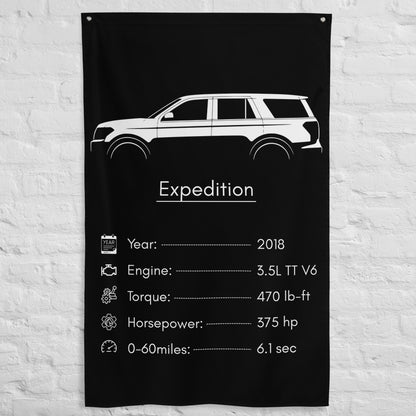 Ford Expedition 2018 car silhouette spec flag - White Brick Wall