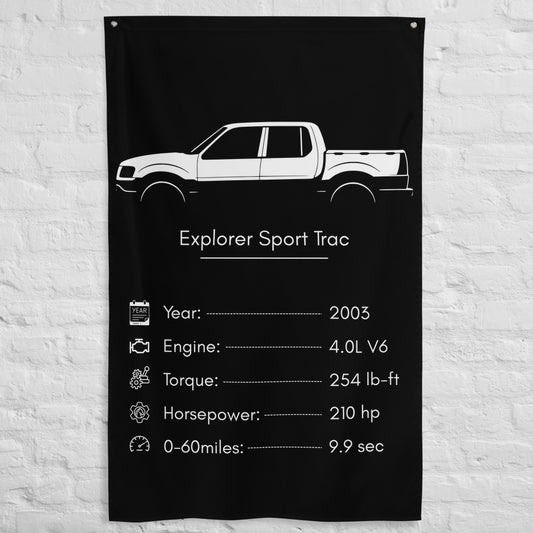 Ford Explorer Sport Trac 2003 car silhouette spec flag - White Brick Wall