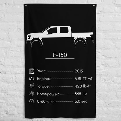 Ford F-150 2015 car silhouette spec flag - White Brick Wall