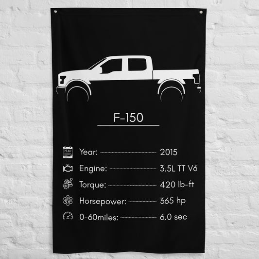 Ford F-150 2015 car silhouette spec flag - White Brick Wall