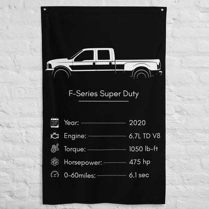 Ford F-Series Super Duty 2020 car silhouette spec flag - White Brick Wall