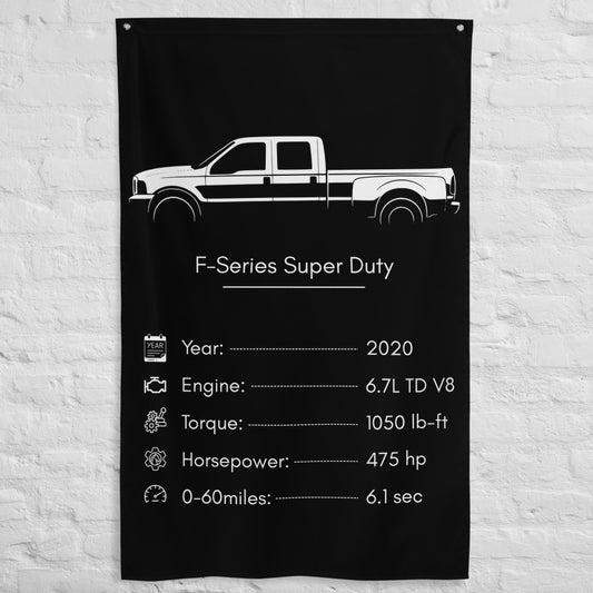 Ford F-Series Super Duty 2020 car silhouette spec flag - White Brick Wall
