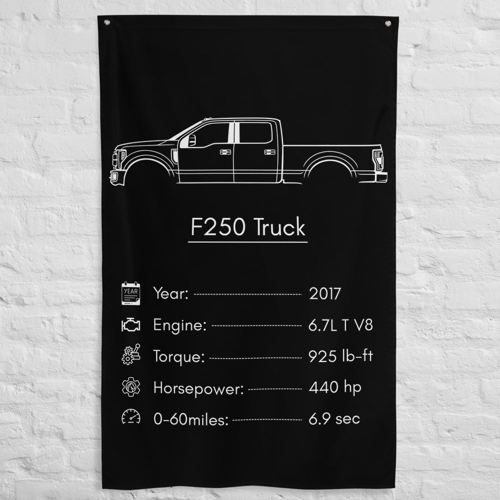 Ford F250 Truck 2017 car silhouette spec flag - White Brick Wall