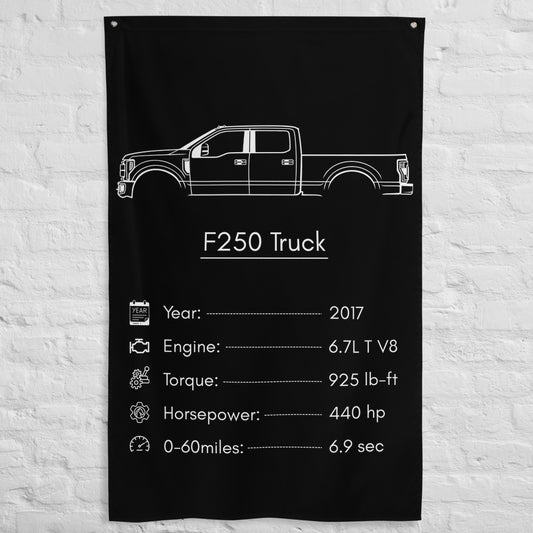 Ford F250 Truck 2017 car silhouette spec flag - White Brick Wall