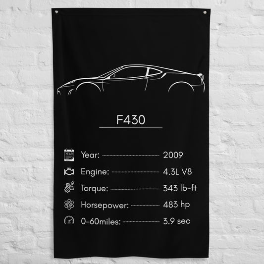 Ferrari F430 2009 car silhouette spec flag - White Brick Wall