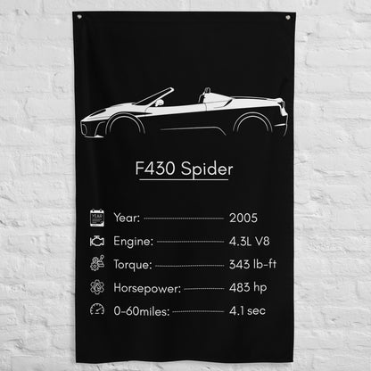 Ferrari F430 Spider 2005 car silhouette spec flag - White Brick Wall