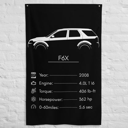 FPV F6X 2008 car silhouette spec flag - White Brick Wall