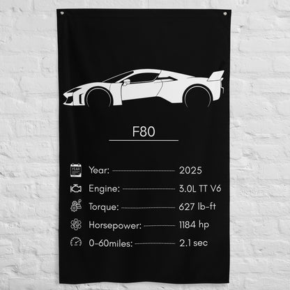 Ferrari F80 2025 car silhouette spec flag - White Brick Wall