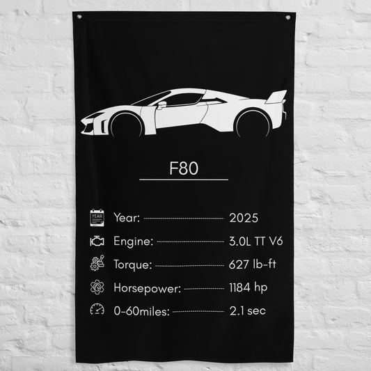 Ferrari F80 2025 car silhouette spec flag - White Brick Wall