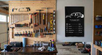 Toyota FJ Cruiser SUV 2010 car silhouette spec flag - Garage Pegboard Wall