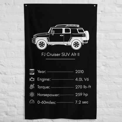 Toyota FJ Cruiser SUV II 2010 car silhouette spec flag - White Brick Wall