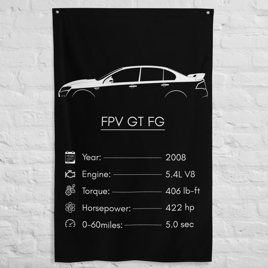 Ford FPV GT FG 2008 car silhouette spec flag - White Brick Wall