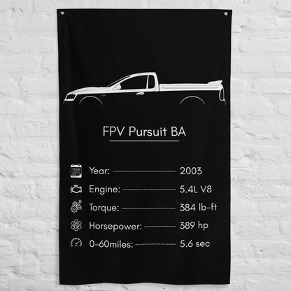 Ford FPV Pursuit BA 2003 car silhouette spec flag - White Brick Wall