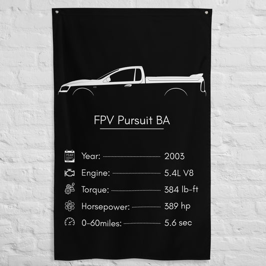 Ford FPV Pursuit BA 2003 car silhouette spec flag - White Brick Wall