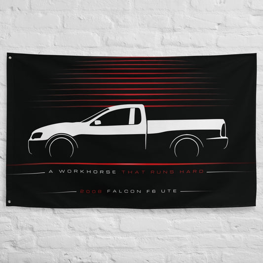 FPV Falcon F6 Ute 2008 car silhouette flag - White Brick Wall