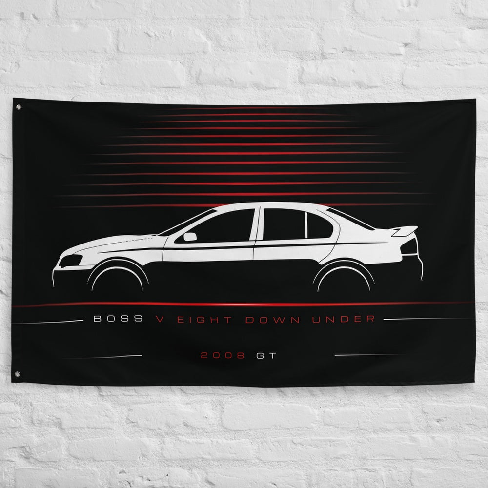 FPV GT 2008 car silhouette flag - White Brick Wall