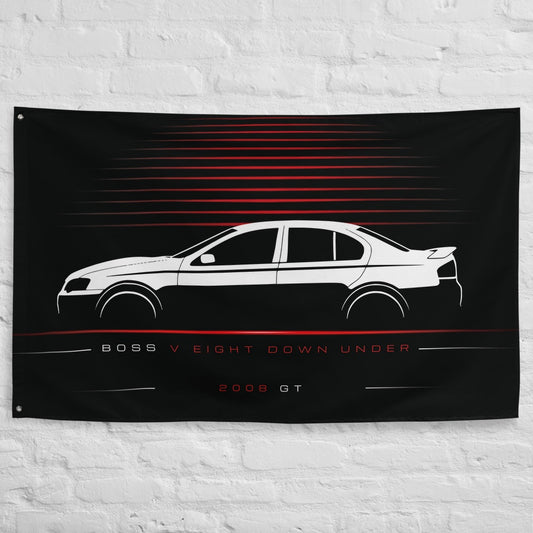FPV GT 2008 car silhouette flag - White Brick Wall