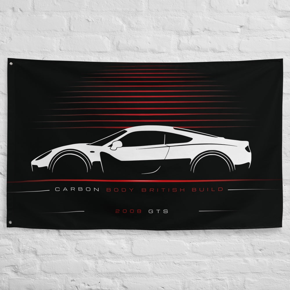 Farbio GTS 2008 car silhouette flag - White Brick Wall