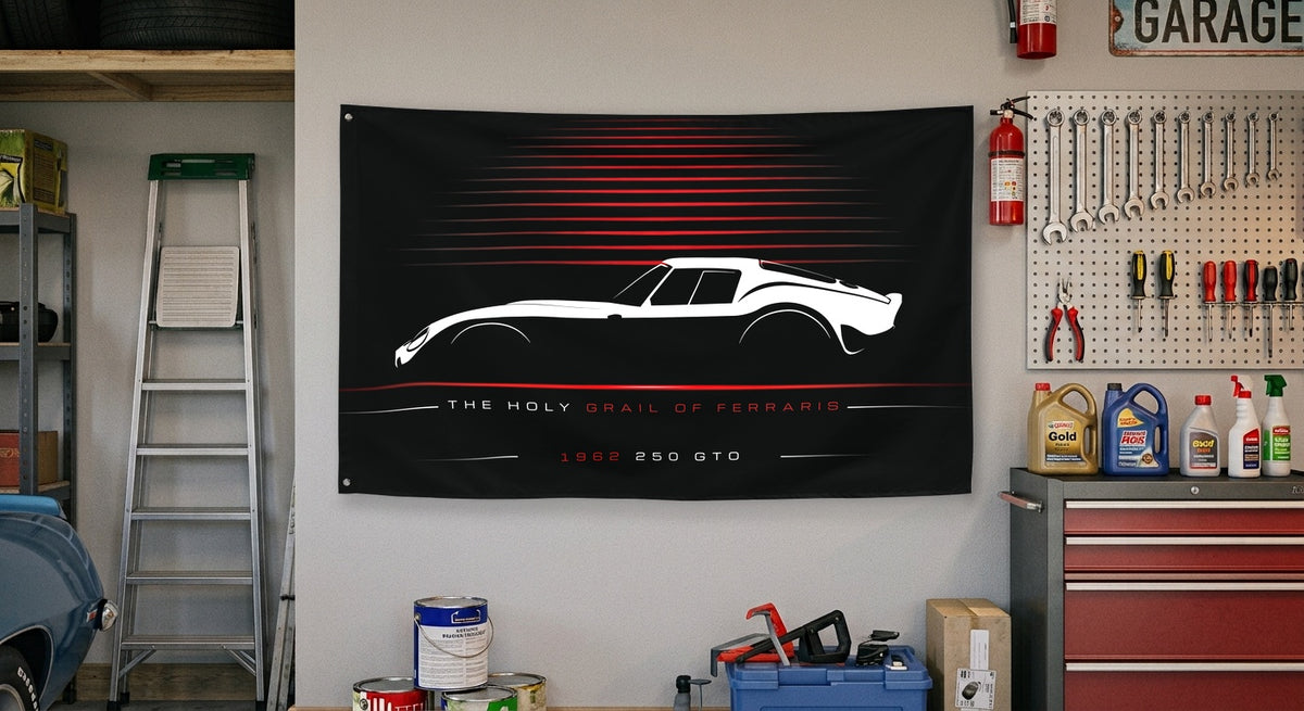 Ferrari 250 GTO 1962 car silhouette flag - Garage Wall