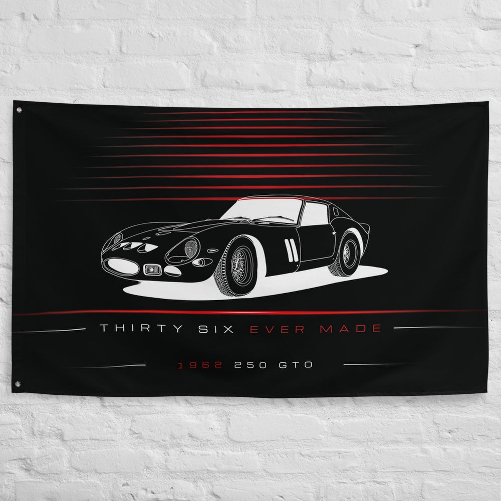 Ferrari 250 GTO Classic 1962 car silhouette flag - White Brick Wall