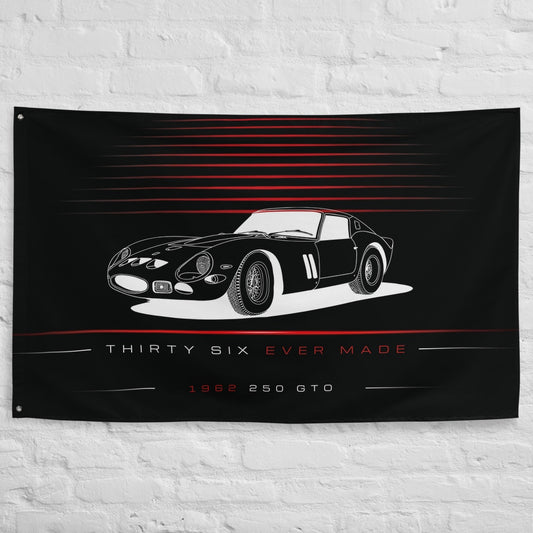 Ferrari 250 GTO Classic 1962 car silhouette flag - White Brick Wall