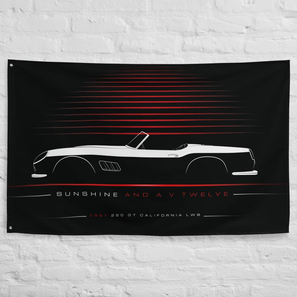 Ferrari 250 GT California LWB 1957 car silhouette flag - White Brick Wall