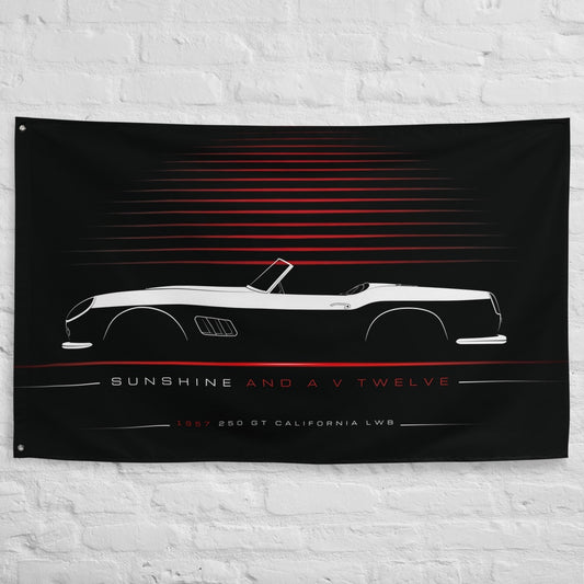 Ferrari 250 GT California LWB 1957 car silhouette flag - White Brick Wall