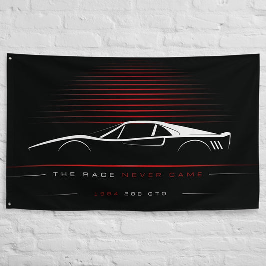Ferrari 288 GTO 1984 car silhouette flag - White Brick Wall