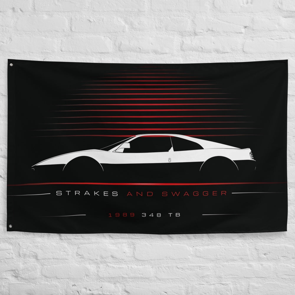 Ferrari 348 tb 1989 car silhouette flag - White Brick Wall
