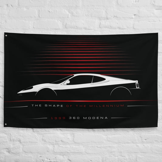 Ferrari 360 Modena 1999 car silhouette flag - White Brick Wall