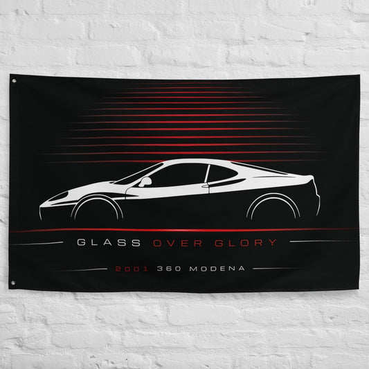 Ferrari 360 Modena 2001 car silhouette flag - White Brick Wall