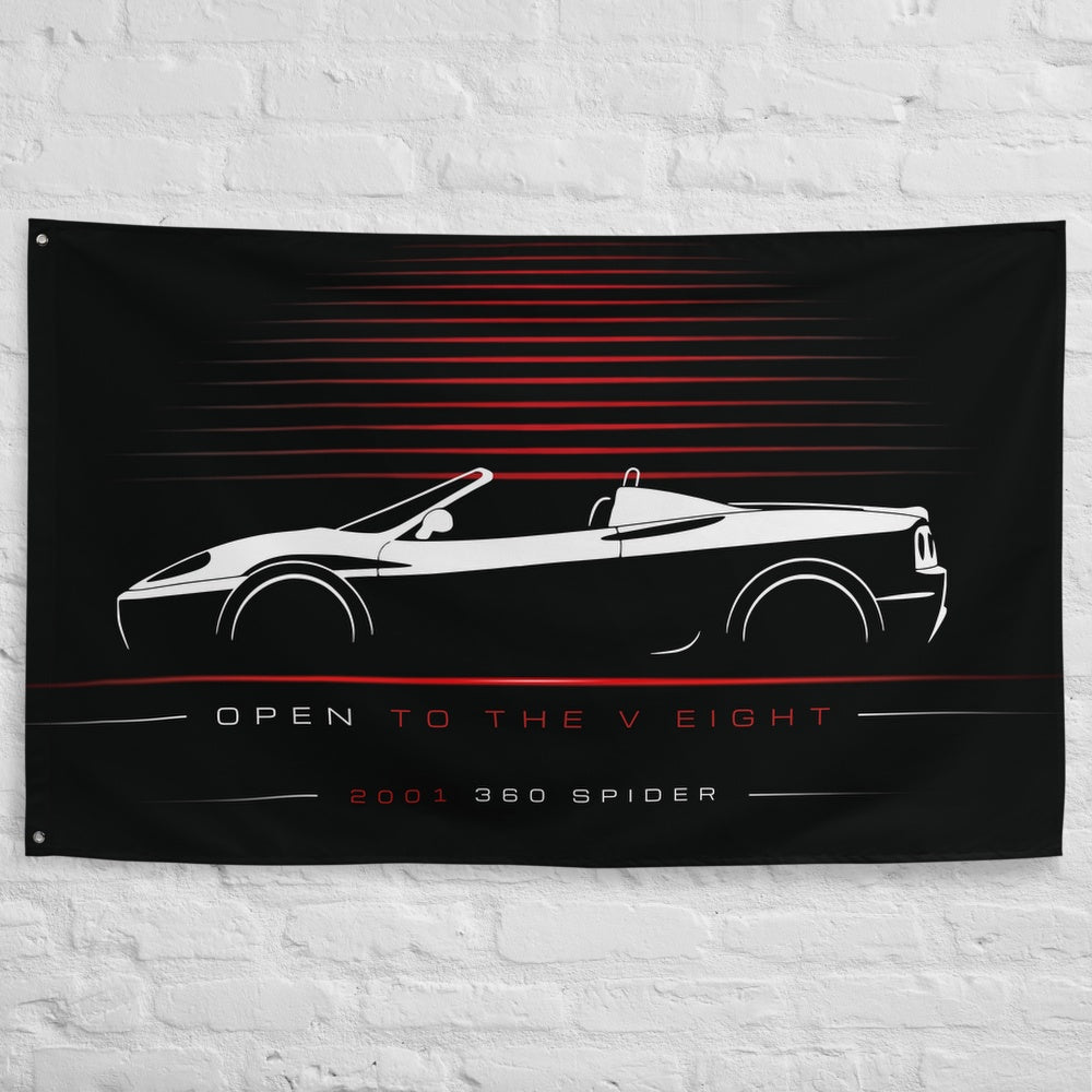 Ferrari 360 Spider 2001 car silhouette flag - White Brick Wall