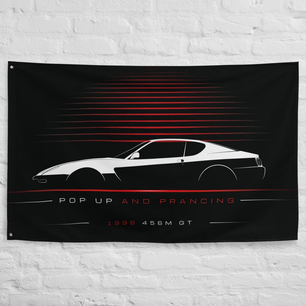 Ferrari 456M GT 1998 car silhouette flag - White Brick Wall