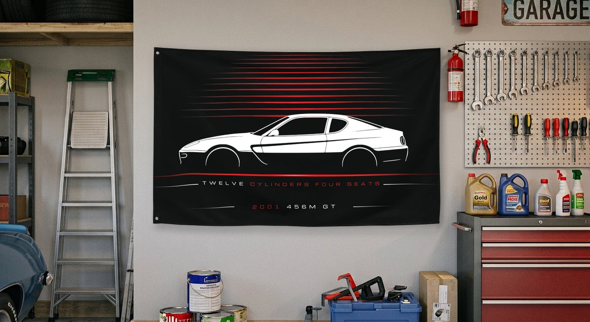 Ferrari 456M GT 2001 car silhouette flag - Garage Wall