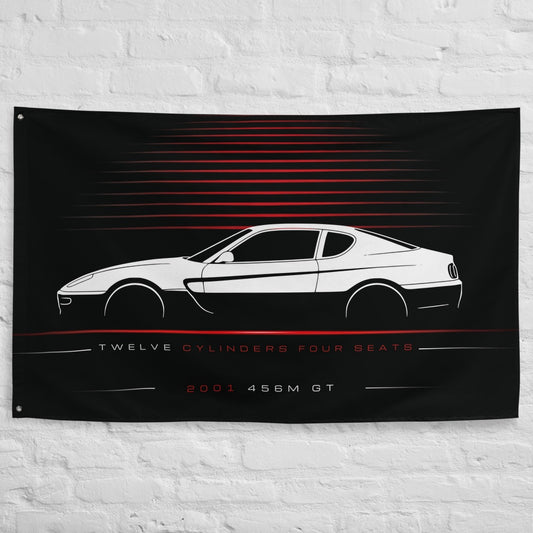 Ferrari 456M GT 2001 car silhouette flag - White Brick Wall