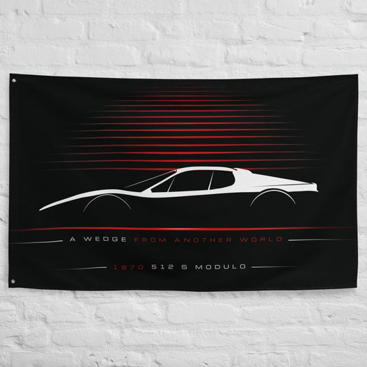 Ferrari 512 S Modulo 1970 car silhouette flag - White Brick Wall