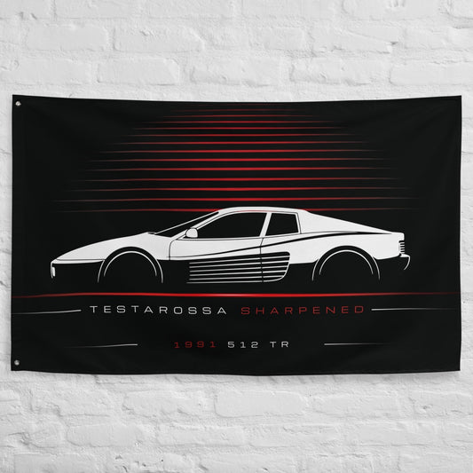 Ferrari 512 TR 1991 car silhouette flag - White Brick Wall