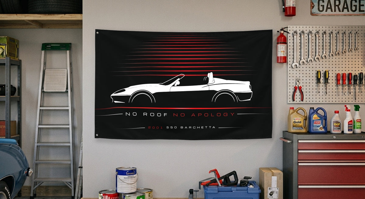 Ferrari 550 Barchetta 2001 car silhouette flag - Garage Wall