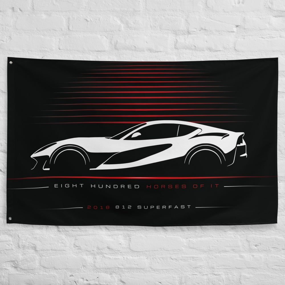 Ferrari 812 Superfast 2018 car silhouette flag - White Brick Wall
