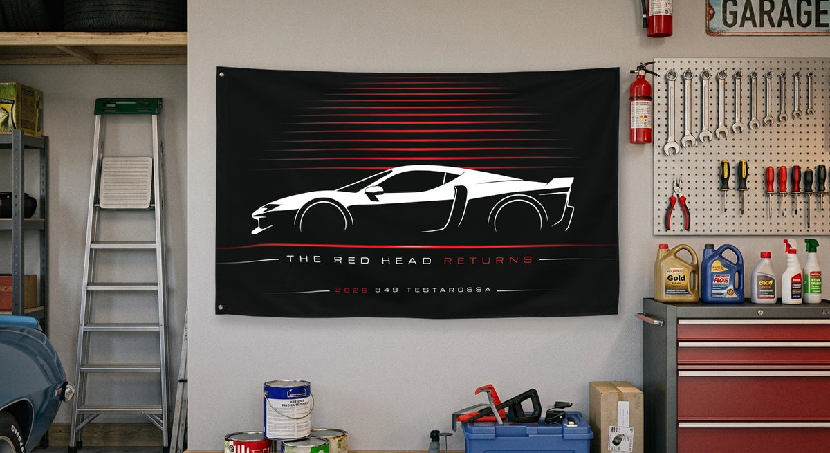 Ferrari 849 Testarossa 2026 car silhouette flag - Garage Wall