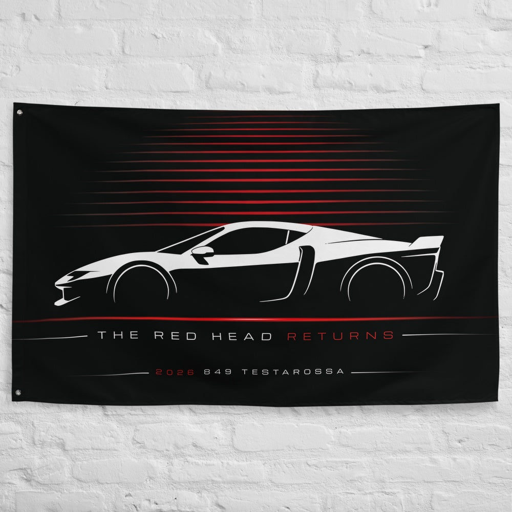 Ferrari 849 Testarossa 2026 car silhouette flag - White Brick Wall