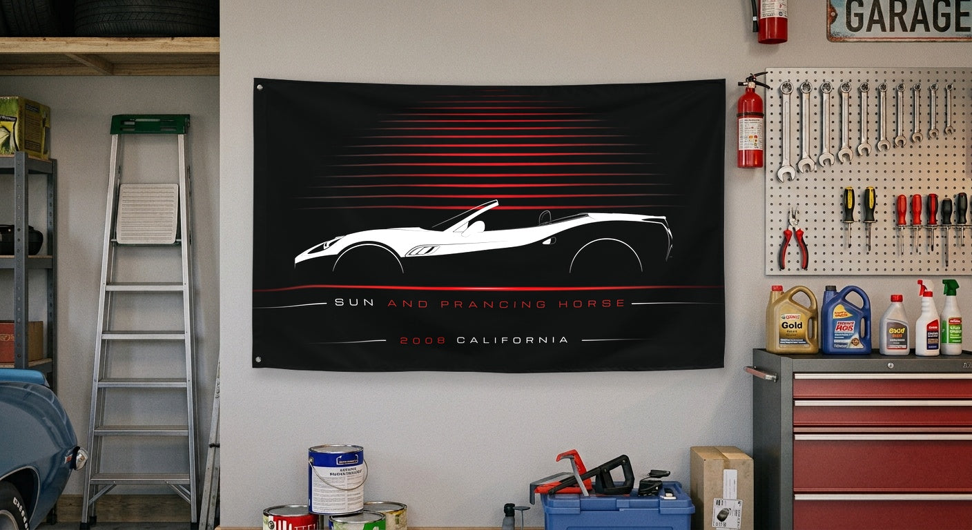 Ferrari California 2008 car silhouette flag - Garage Wall