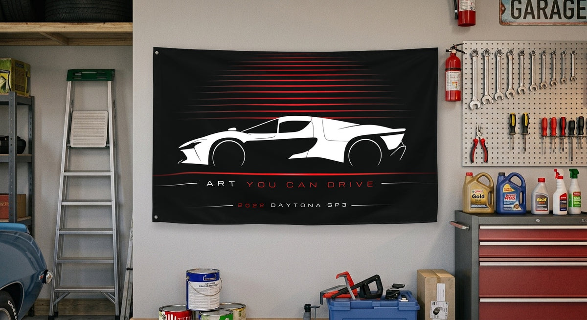 Ferrari Daytona SP3 2022 car silhouette flag - Garage Wall