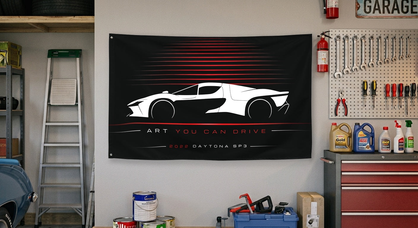 Ferrari Daytona SP3 2022 car silhouette flag - Garage Wall