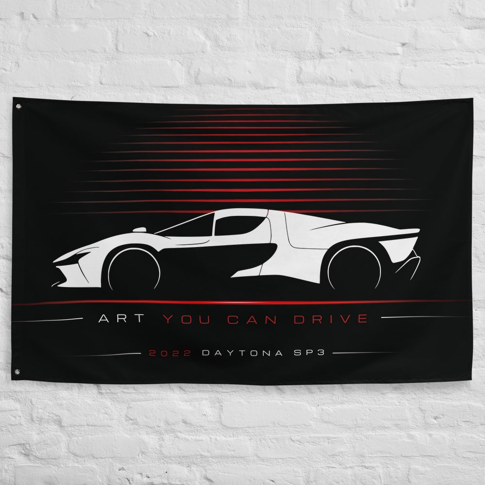 Ferrari Daytona SP3 2022 car silhouette flag - White Brick Wall