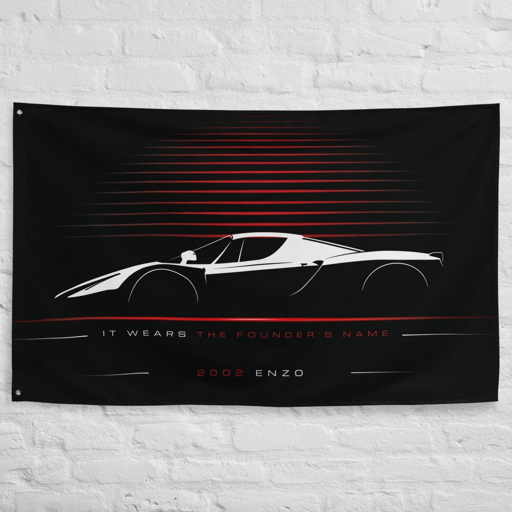 Ferrari Enzo 2002 car silhouette flag - White Brick Wall