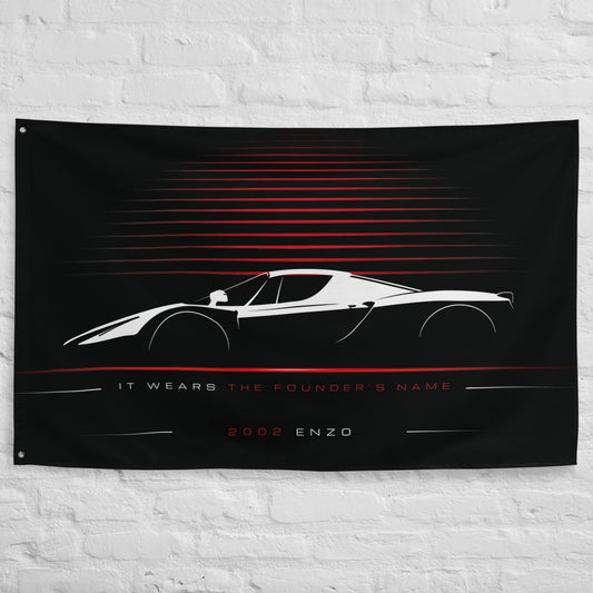 Ferrari Enzo 2002 car silhouette flag - White Brick Wall